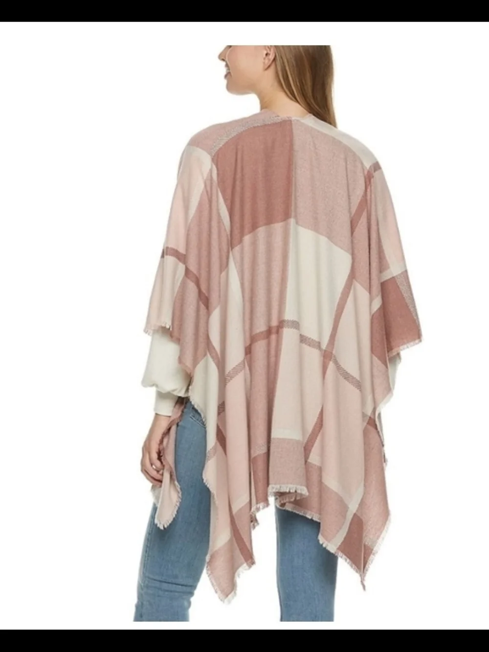 Lauren Conrad, Lightweight, Cozy Pink And Cream Plaid Shaw Womens One Size
